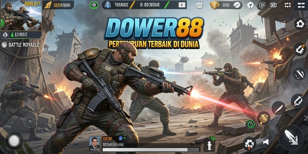 Tampilan gameplay DOWER88 yang seru dalam pertempuran Battle Royale.