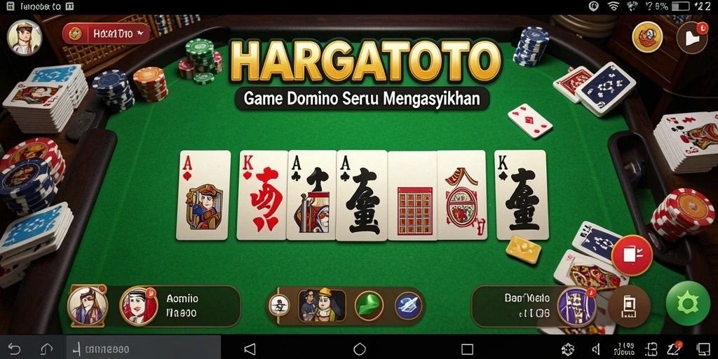 Tampilan gameplay seru di HARGATOTO dengan berbagai mode permainan Domino.