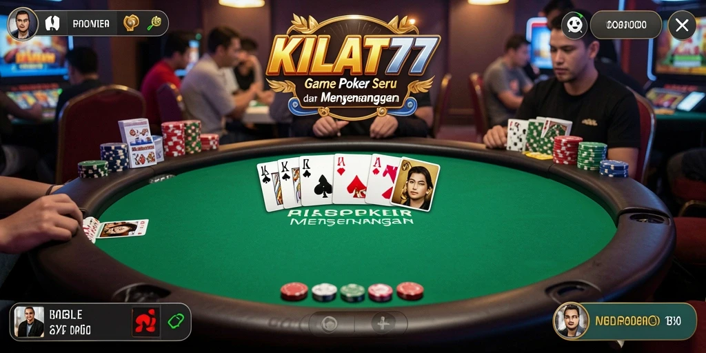 Tampilan game Poker seru di KILAT77 dengan pemain yang berkompetisi.