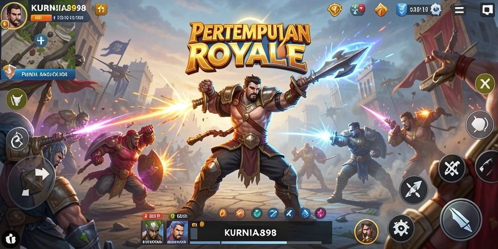 Tampilan gameplay menegangkan di arena Battle Royale KURNIA898.