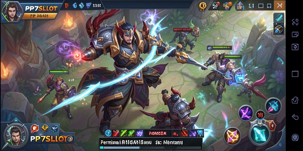 Screenshot gameplay seru dari PP7SLOT yang memperlihatkan pertarungan antar tim.