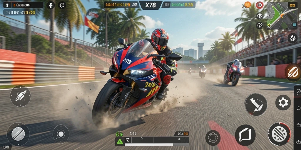 Tampilan gameplay X78 yang penuh aksi dan kecepatan.